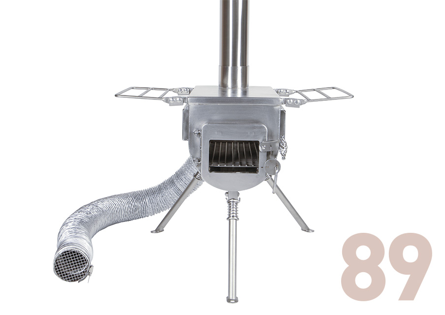 Wood stove side view outside air L（Φ89mm） ケース、外気パイプ付き 